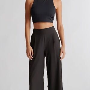 Quince Olive Wide-Leg Performance Tech Pants